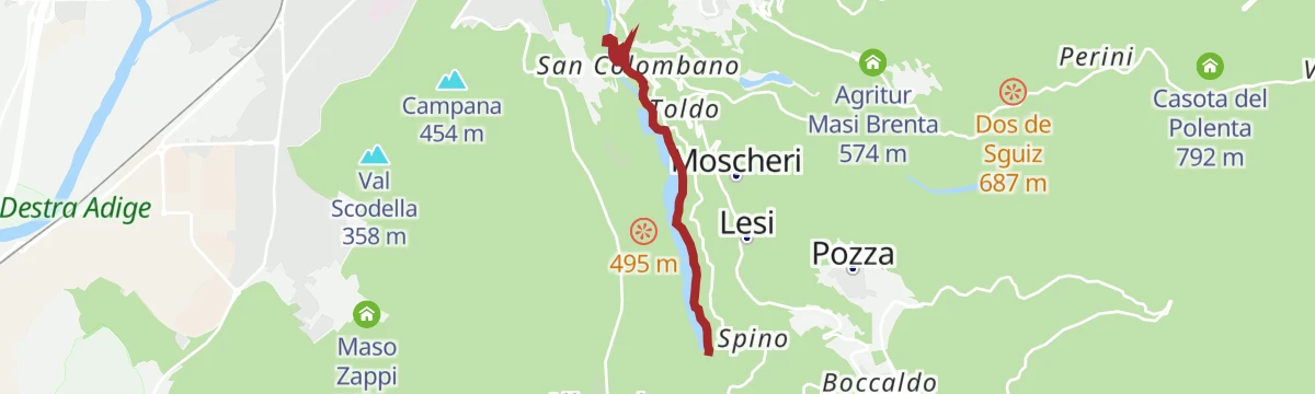 Route map: Hermitage and Lake of San Colombano